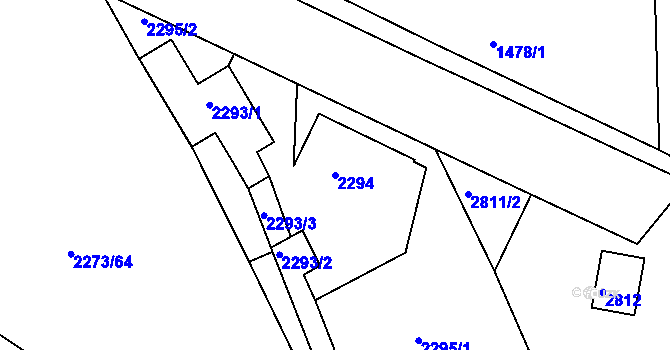 Parcela st. 2294 v KÚ Šluknov, Katastrální mapa