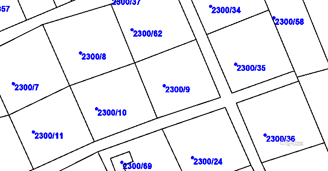 Parcela st. 2300/9 v KÚ Šluknov, Katastrální mapa