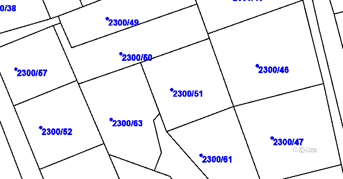 Parcela st. 2300/51 v KÚ Šluknov, Katastrální mapa