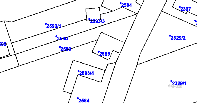 Parcela st. 2585 v KÚ Šluknov, Katastrální mapa
