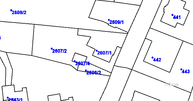 Parcela st. 2607/1 v KÚ Šluknov, Katastrální mapa