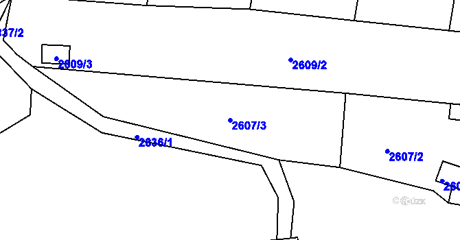 Parcela st. 2607/3 v KÚ Šluknov, Katastrální mapa