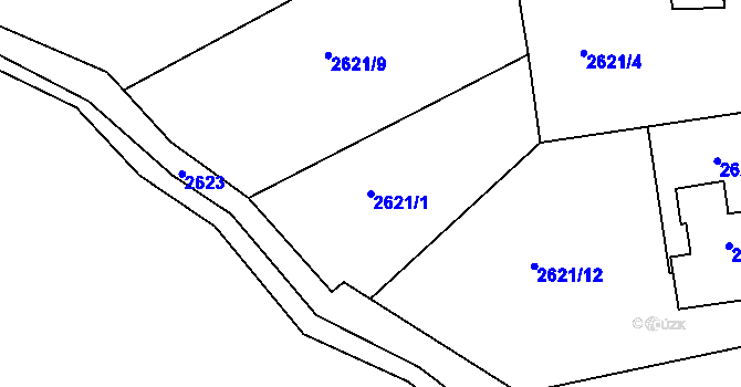 Parcela st. 2621/1 v KÚ Šluknov, Katastrální mapa