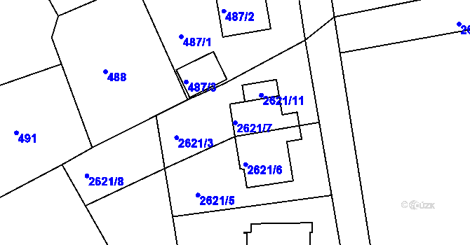 Parcela st. 2621/7 v KÚ Šluknov, Katastrální mapa