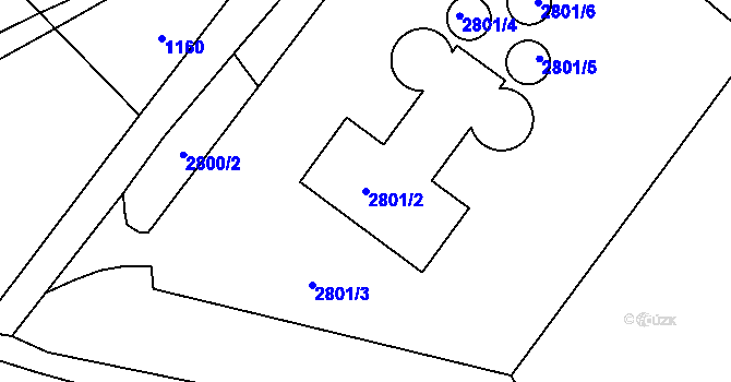 Parcela st. 2801/2 v KÚ Šluknov, Katastrální mapa
