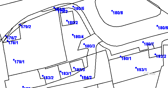 Parcela st. 180/3 v KÚ Šluknov, Katastrální mapa