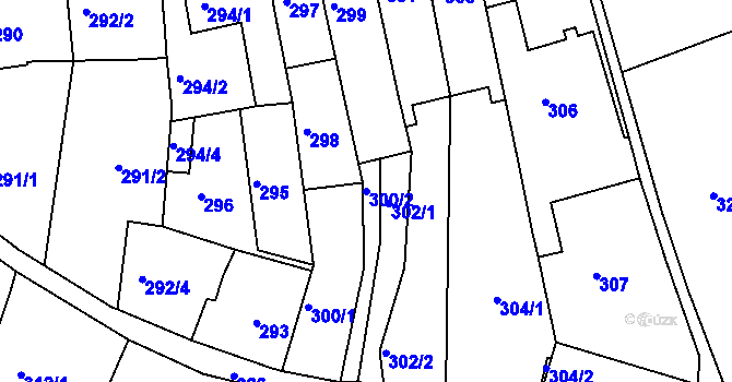 Parcela st. 300/2 v KÚ Šluknov, Katastrální mapa