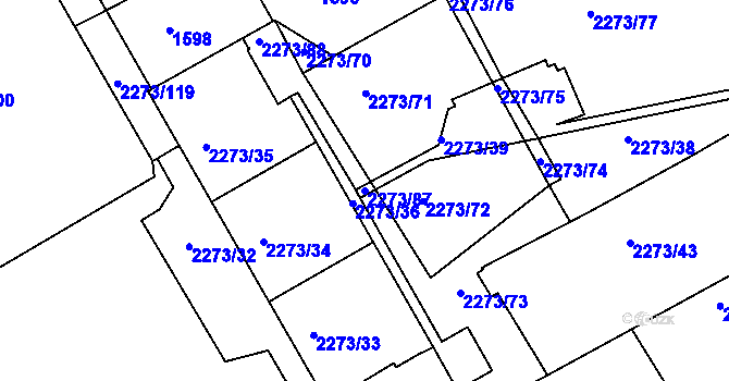 Parcela st. 2273/87 v KÚ Šluknov, Katastrální mapa