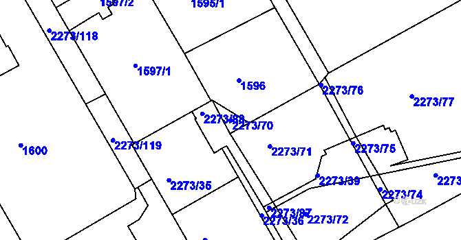 Parcela st. 2273/70 v KÚ Šluknov, Katastrální mapa