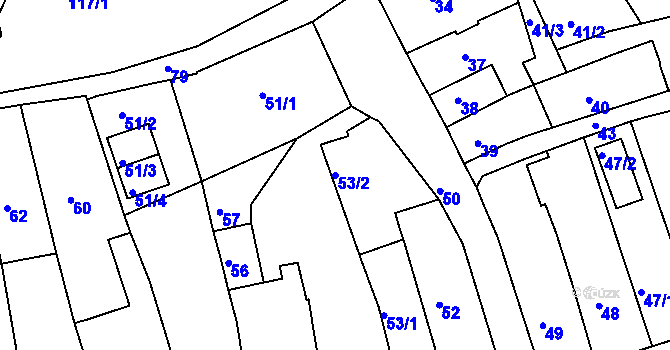 Parcela st. 53/2 v KÚ Šluknov, Katastrální mapa