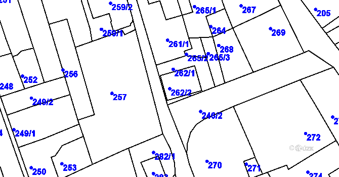 Parcela st. 262/2 v KÚ Šluknov, Katastrální mapa