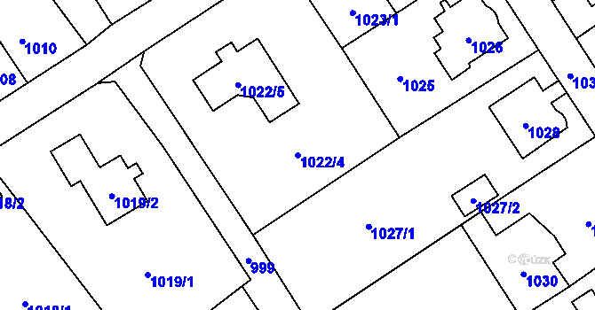 Parcela st. 1022/4 v KÚ Šluknov, Katastrální mapa