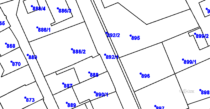 Parcela st. 892/1 v KÚ Šluknov, Katastrální mapa