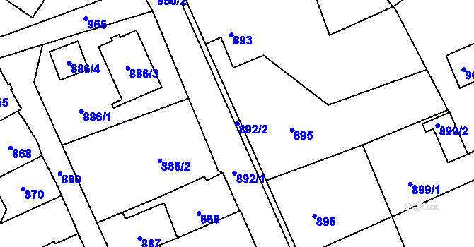 Parcela st. 892/2 v KÚ Šluknov, Katastrální mapa