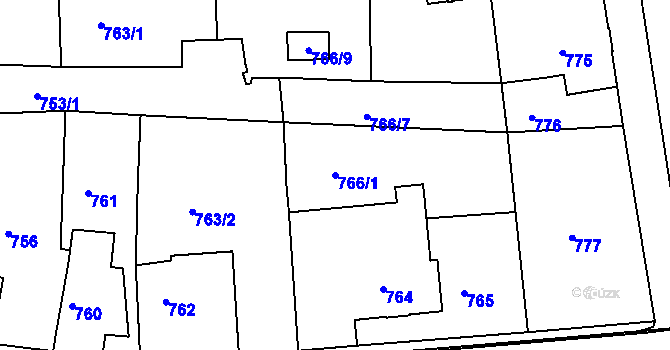 Parcela st. 766/1 v KÚ Šluknov, Katastrální mapa