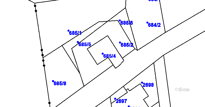 Parcela st. 685/4 v KÚ Šluknov, Katastrální mapa