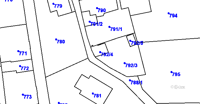 Parcela st. 792/4 v KÚ Šluknov, Katastrální mapa