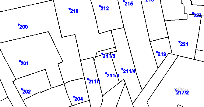 Parcela st. 211/5 v KÚ Šluknov, Katastrální mapa