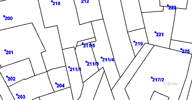 Parcela st. 211/6 v KÚ Šluknov, Katastrální mapa