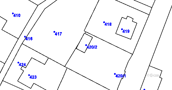 Parcela st. 420/2 v KÚ Šluknov, Katastrální mapa