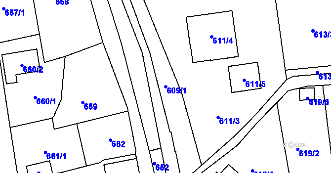 Parcela st. 609/1 v KÚ Šluknov, Katastrální mapa