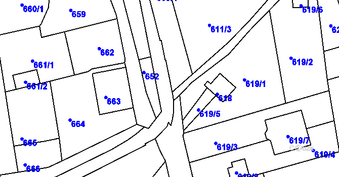 Parcela st. 609/2 v KÚ Šluknov, Katastrální mapa