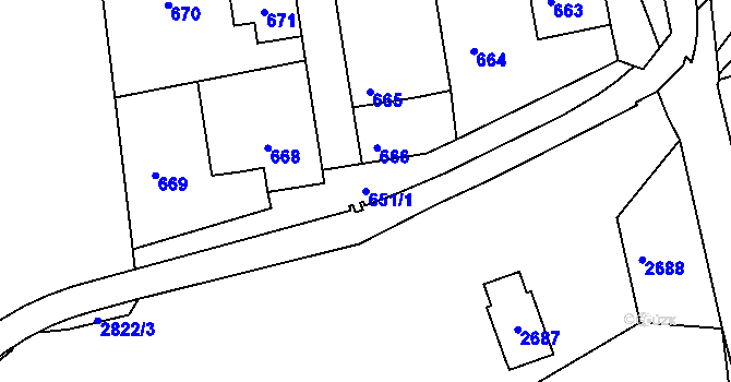 Parcela st. 651/1 v KÚ Šluknov, Katastrální mapa