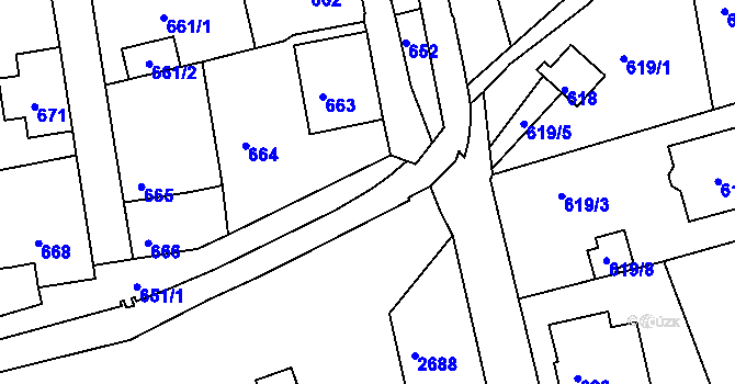 Parcela st. 651/2 v KÚ Šluknov, Katastrální mapa
