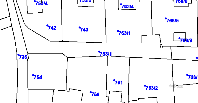 Parcela st. 753/1 v KÚ Šluknov, Katastrální mapa