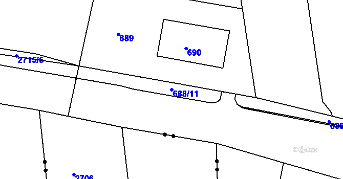 Parcela st. 688/11 v KÚ Šluknov, Katastrální mapa