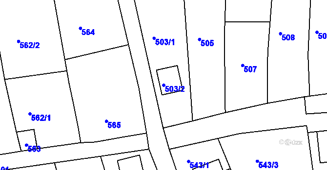 Parcela st. 503/2 v KÚ Šluknov, Katastrální mapa