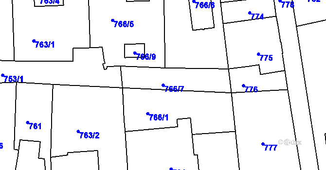 Parcela st. 766/7 v KÚ Šluknov, Katastrální mapa