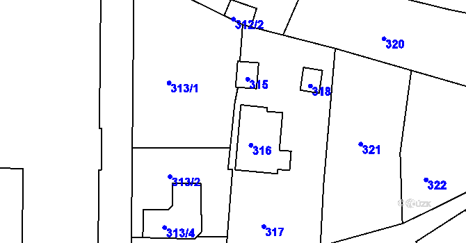 Parcela st. 313/3 v KÚ Šluknov, Katastrální mapa