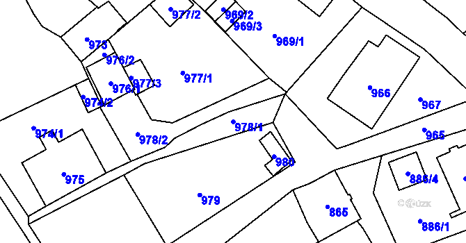 Parcela st. 978/1 v KÚ Šluknov, Katastrální mapa