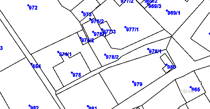Parcela st. 978/2 v KÚ Šluknov, Katastrální mapa