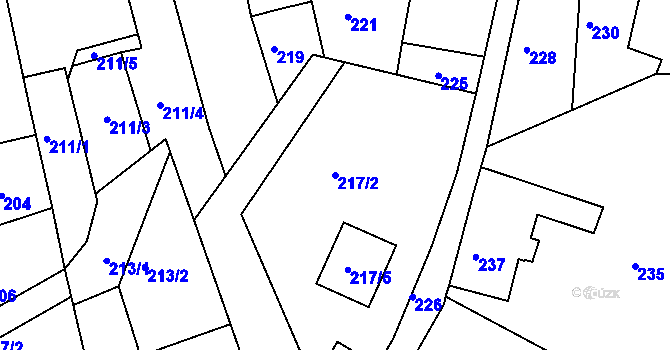 Parcela st. 217/2 v KÚ Šluknov, Katastrální mapa