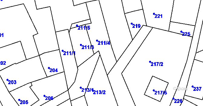 Parcela st. 217/3 v KÚ Šluknov, Katastrální mapa