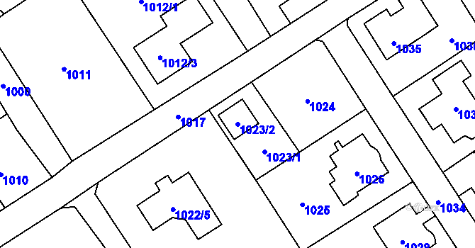 Parcela st. 1023/2 v KÚ Šluknov, Katastrální mapa