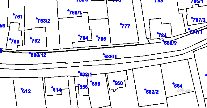 Parcela st. 688/1 v KÚ Šluknov, Katastrální mapa