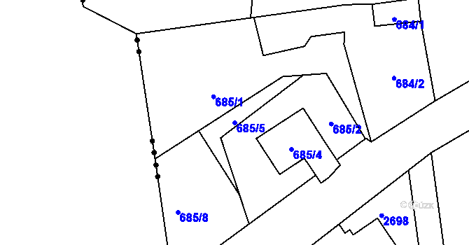 Parcela st. 685/5 v KÚ Šluknov, Katastrální mapa