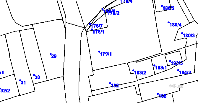 Parcela st. 179/1 v KÚ Šluknov, Katastrální mapa