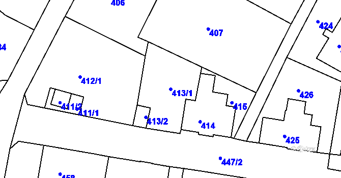 Parcela st. 413/1 v KÚ Šluknov, Katastrální mapa
