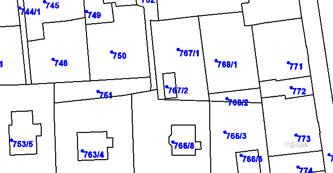 Parcela st. 767/2 v KÚ Šluknov, Katastrální mapa