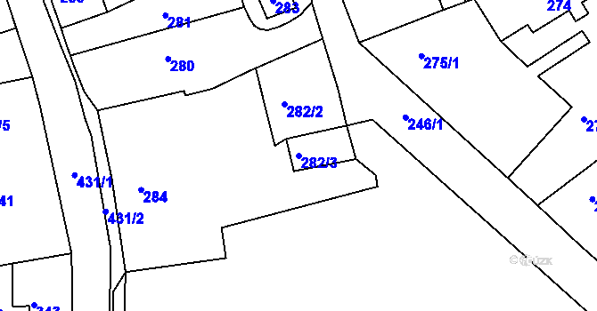 Parcela st. 282/3 v KÚ Šluknov, Katastrální mapa