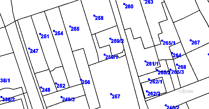 Parcela st. 259/1 v KÚ Šluknov, Katastrální mapa