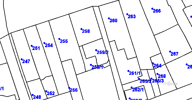 Parcela st. 259/2 v KÚ Šluknov, Katastrální mapa