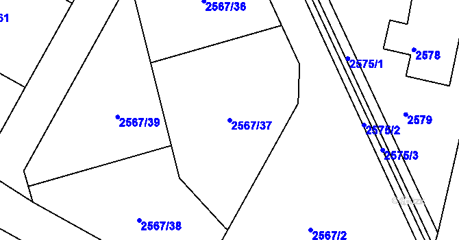 Parcela st. 2567/37 v KÚ Šluknov, Katastrální mapa