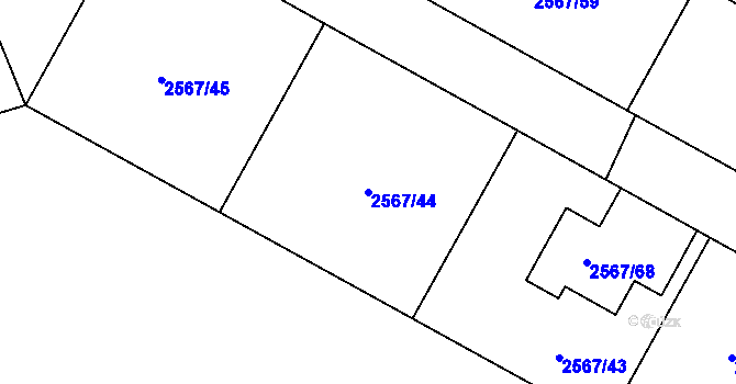 Parcela st. 2567/44 v KÚ Šluknov, Katastrální mapa
