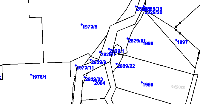 Parcela st. 2829/7 v KÚ Šluknov, Katastrální mapa