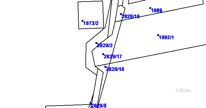 Parcela st. 2829/17 v KÚ Šluknov, Katastrální mapa